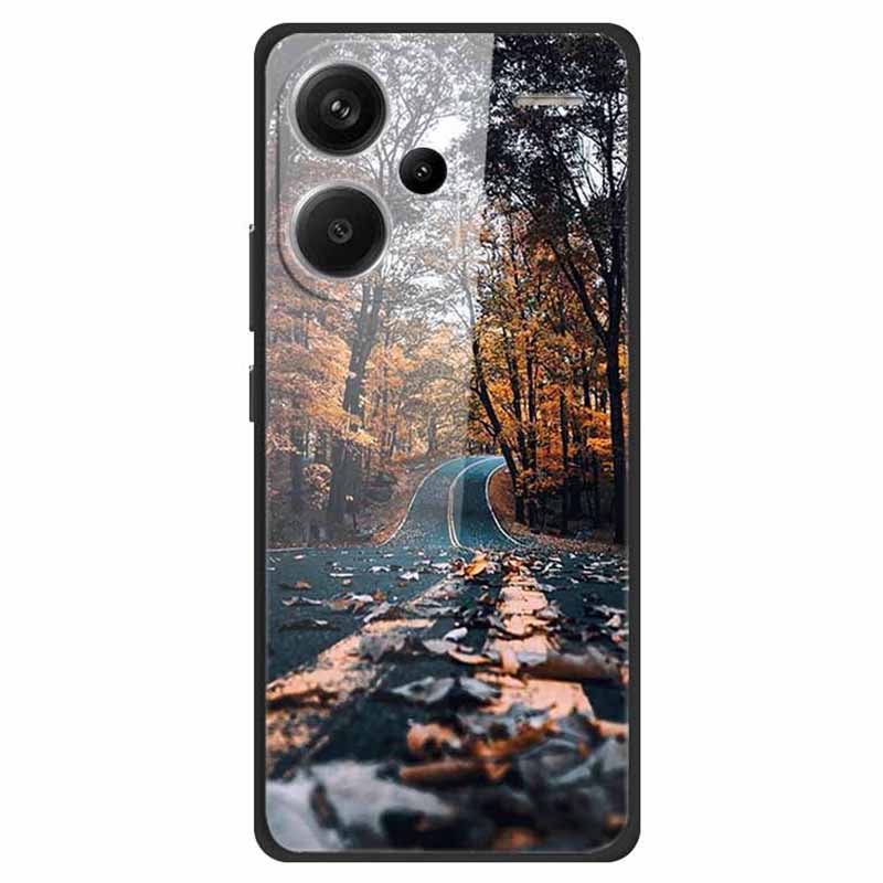 For Xiaomi Redmi Note 13 Pro+ 5G Cover Pattern Printing PC+TPU+Tempered Glass Phone Case