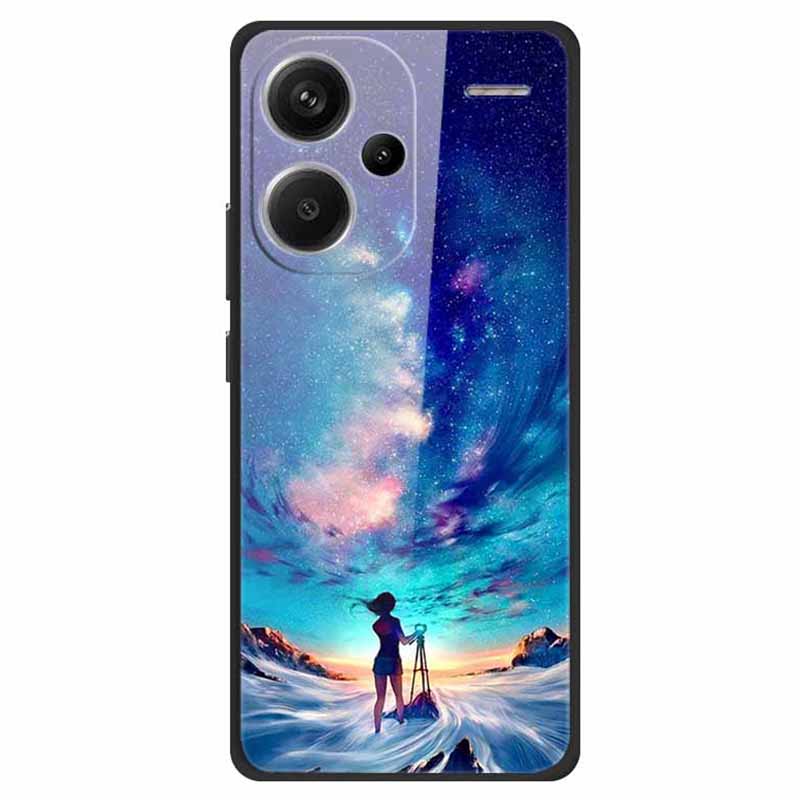 For Xiaomi Redmi Note 13 Pro+ 5G Cover Pattern Printing PC+TPU+Tempered Glass Phone Case