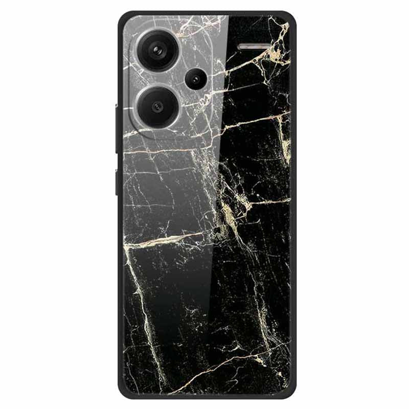 For Xiaomi Redmi Note 13 Pro+ 5G Cell Phone Case PC+Tempered Glass+TPU Pattern Printing Shell