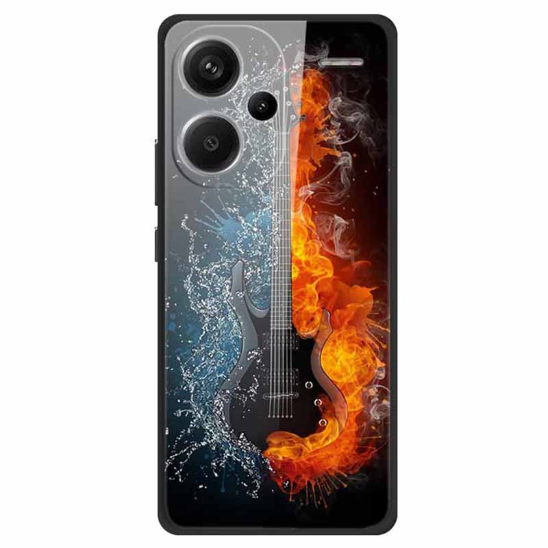For Xiaomi Redmi Note 13 Pro+ 5G Cell Phone Case PC+Tempered Glass+TPU Pattern Printing Shell