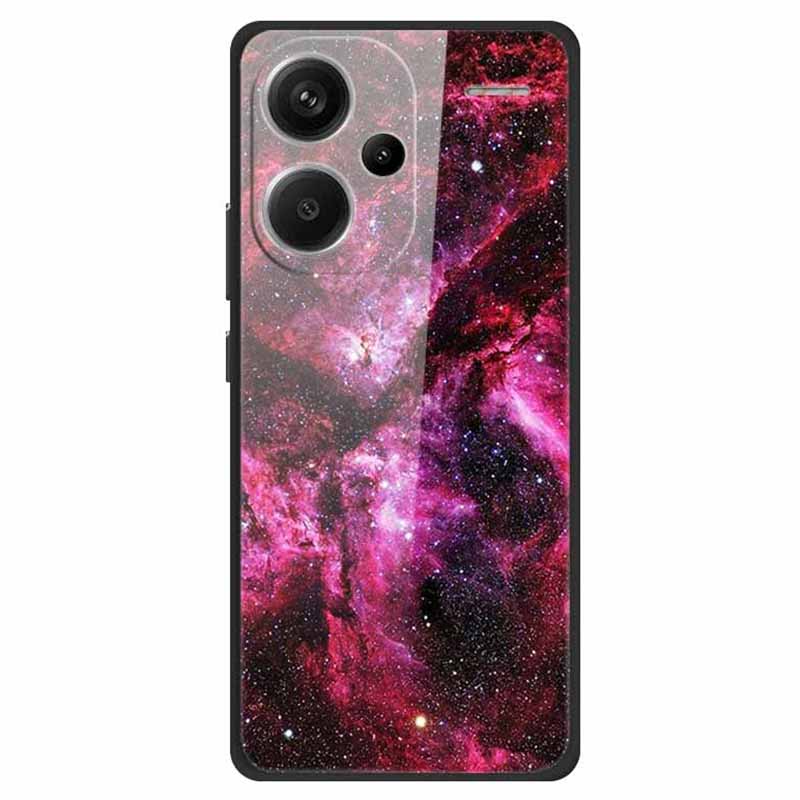 For Xiaomi Redmi Note 13 Pro+ 5G Cell Phone Case PC+Tempered Glass+TPU Pattern Printing Shell