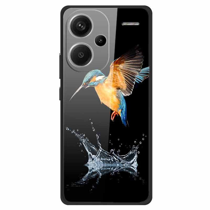 For Xiaomi Redmi Note 13 Pro+ 5G Cell Phone Case PC+Tempered Glass+TPU Pattern Printing Shell
