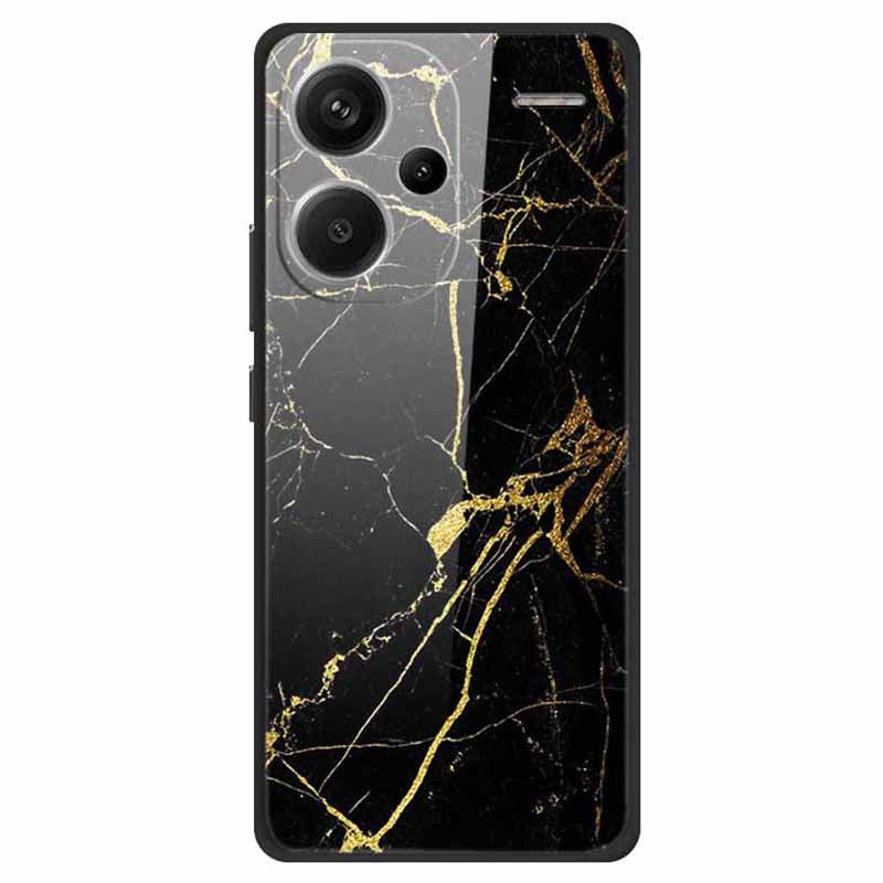 For Xiaomi Redmi Note 13 Pro+ 5G Cell Phone Case PC+Tempered Glass+TPU Pattern Printing Shell
