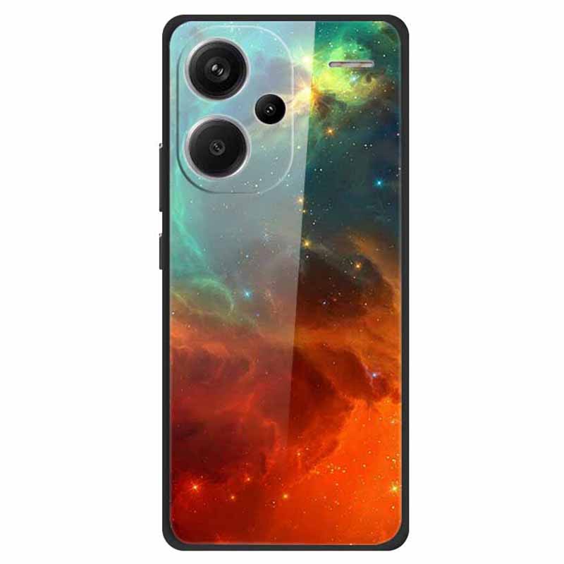 For Xiaomi Redmi Note 13 Pro+ 5G Cell Phone Case PC+Tempered Glass+TPU Pattern Printing Shell