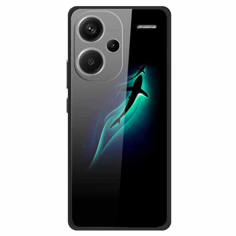 For Xiaomi Redmi Note 13 Pro+ 5G Cell Phone Case PC+Tempered Glass+TPU Pattern Printing Shell
