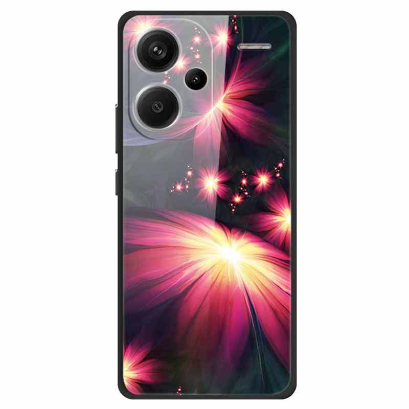 For Xiaomi Redmi Note 13 Pro+ 5G Cell Phone Case PC+Tempered Glass+TPU Pattern Printing Shell