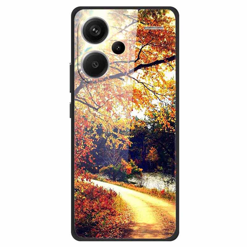 For Xiaomi Redmi Note 13 Pro+ 5G Cell Phone Case PC+Tempered Glass+TPU Pattern Printing Shell