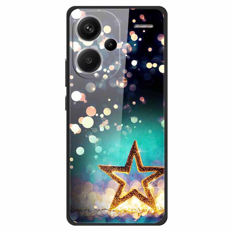 For Xiaomi Redmi Note 13 Pro+ 5G Cell Phone Case PC+Tempered Glass+TPU Pattern Printing Shell