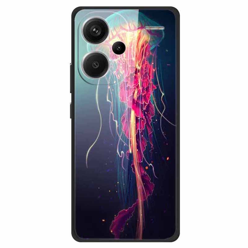 For Xiaomi Redmi Note 13 Pro+ 5G Cell Phone Case PC+Tempered Glass+TPU Pattern Printing Shell