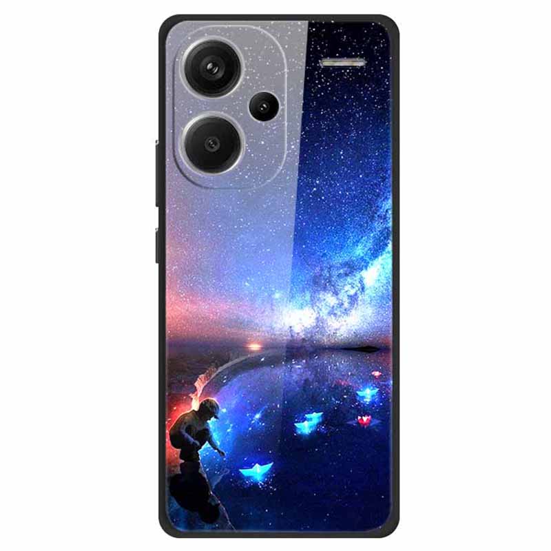 For Xiaomi Redmi Note 13 Pro+ 5G Cell Phone Case PC+Tempered Glass+TPU Pattern Printing Shell