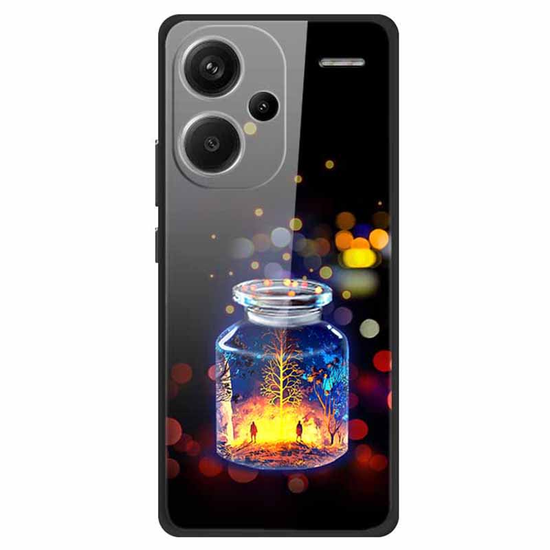 For Xiaomi Redmi Note 13 Pro+ 5G Cell Phone Case PC+Tempered Glass+TPU Pattern Printing Shell
