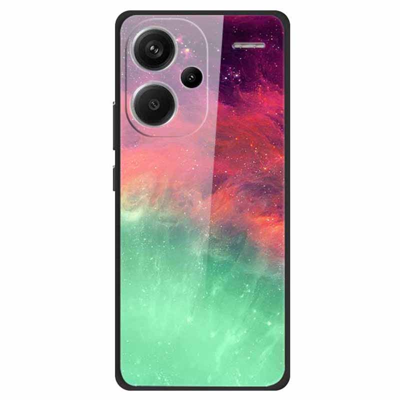 For Xiaomi Redmi Note 13 Pro+ 5G Cell Phone Case PC+Tempered Glass+TPU Pattern Printing Shell