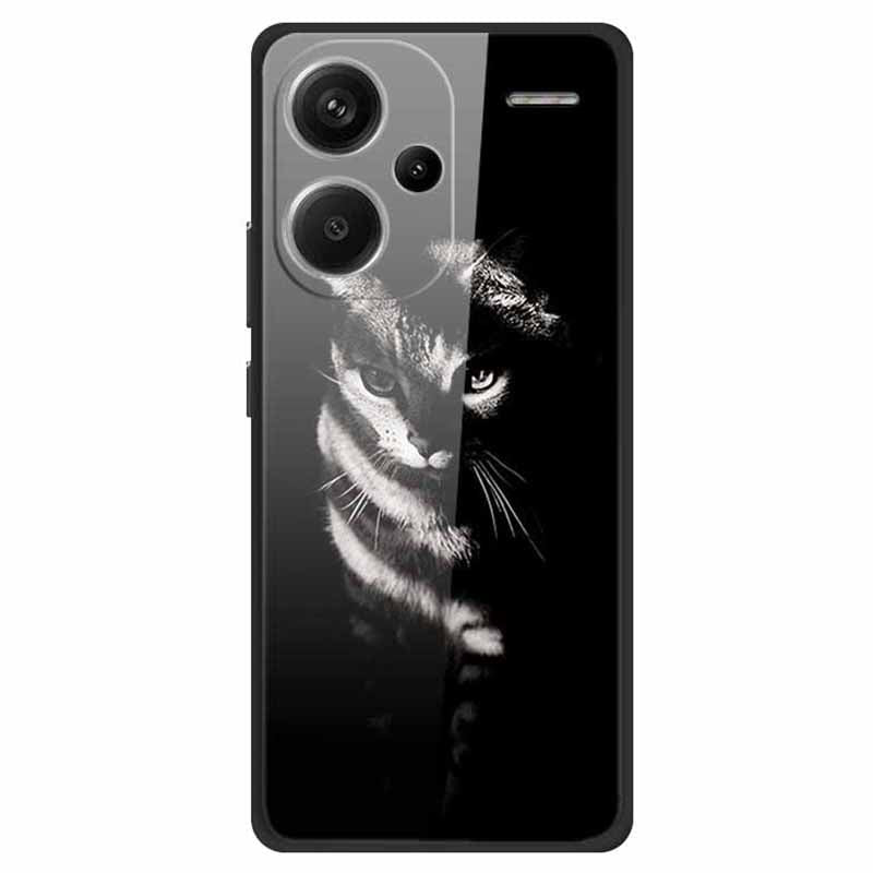 For Xiaomi Redmi Note 13 Pro+ 5G Cell Phone Case PC+Tempered Glass+TPU Pattern Printing Shell