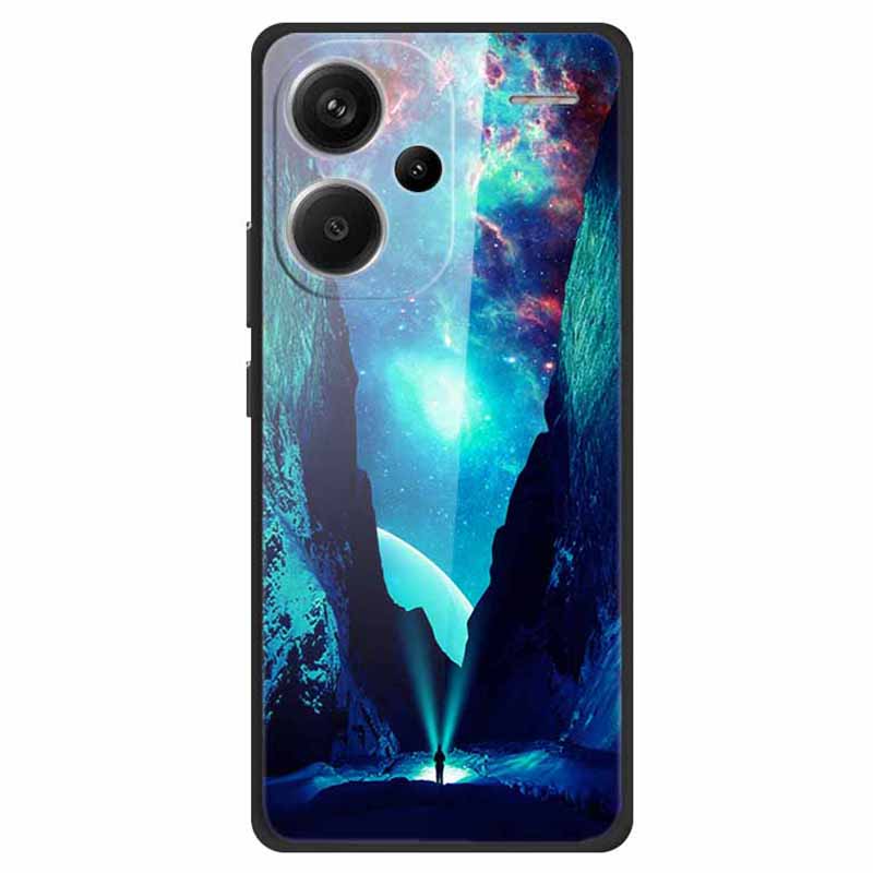 For Xiaomi Redmi Note 13 Pro+ 5G Cell Phone Case PC+Tempered Glass+TPU Pattern Printing Shell