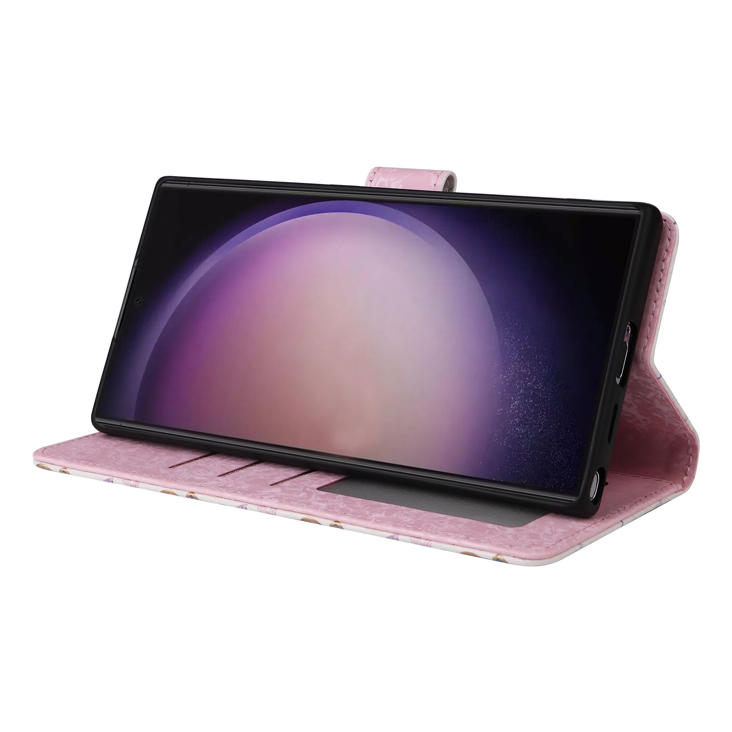 For Samsung Galaxy S24 Ultra Lacquered Flower Leather Phone Wallet Cover