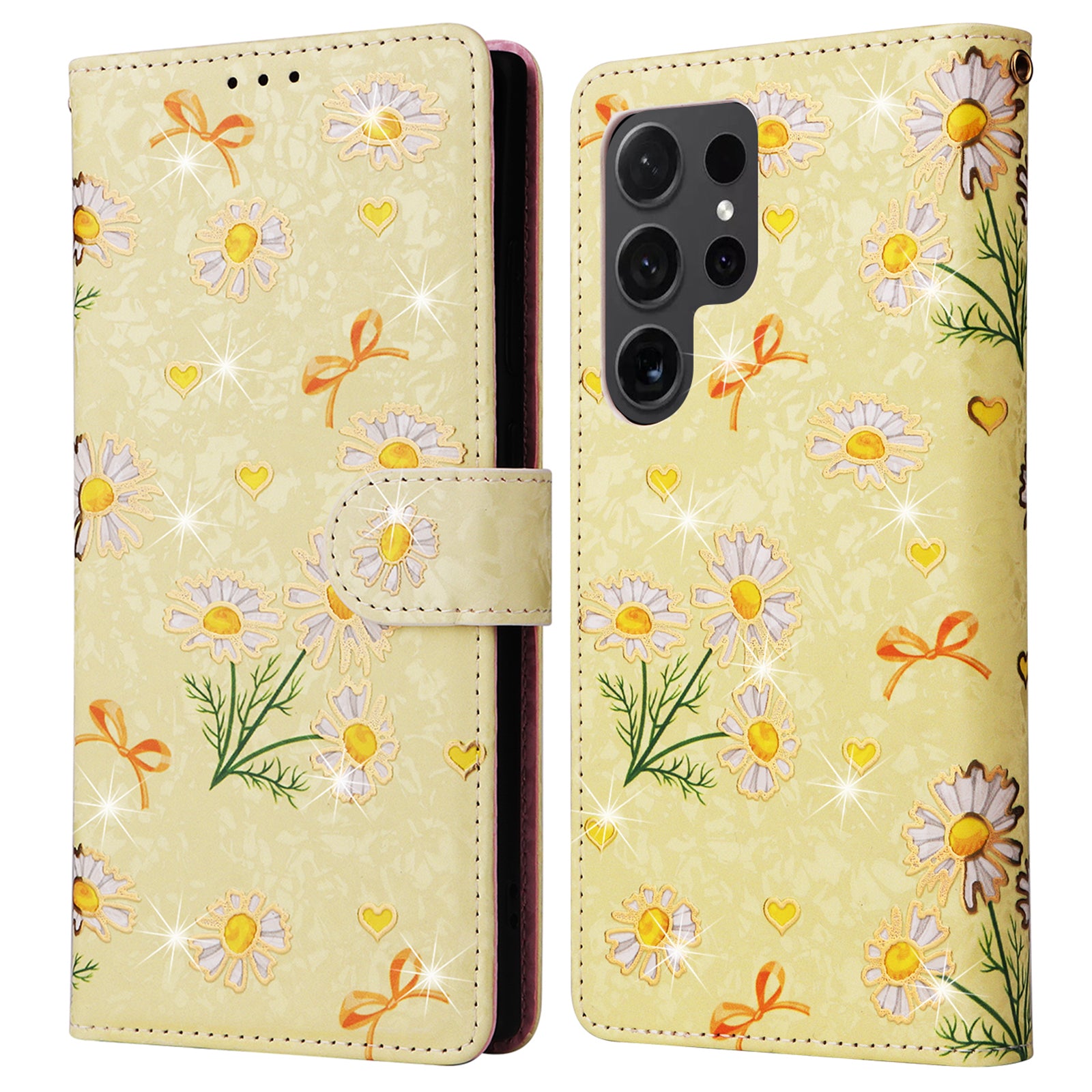 For Samsung Galaxy S24 Ultra Lacquered Flower Leather Phone Wallet Cover