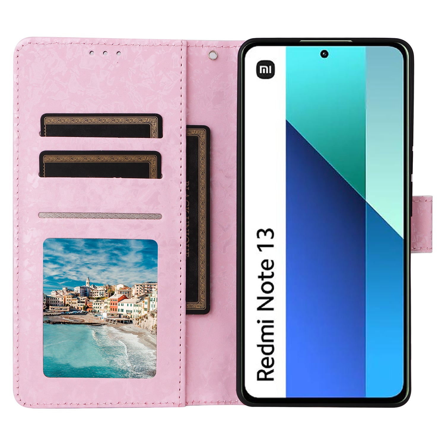 For Xiaomi Redmi Note 13 4G Case Lacquered Leather Cover with RFID Blocking Card Slots