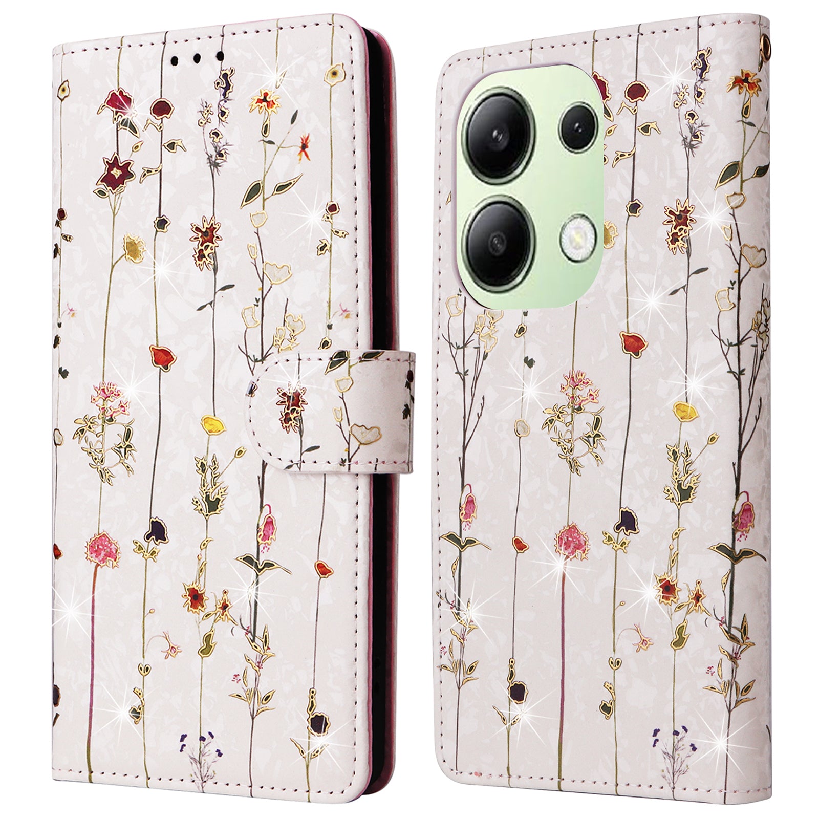 For Xiaomi Redmi Note 13 4G Case Lacquered Leather Cover with RFID Blocking Card Slots