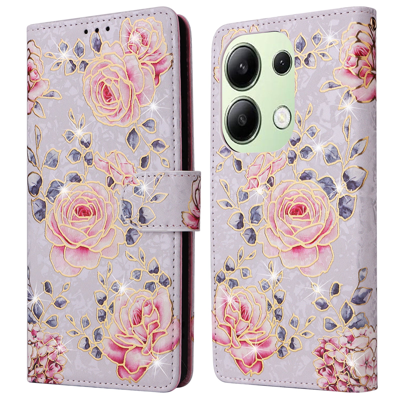 For Xiaomi Redmi Note 13 4G Case Lacquered Leather Cover with RFID Blocking Card Slots