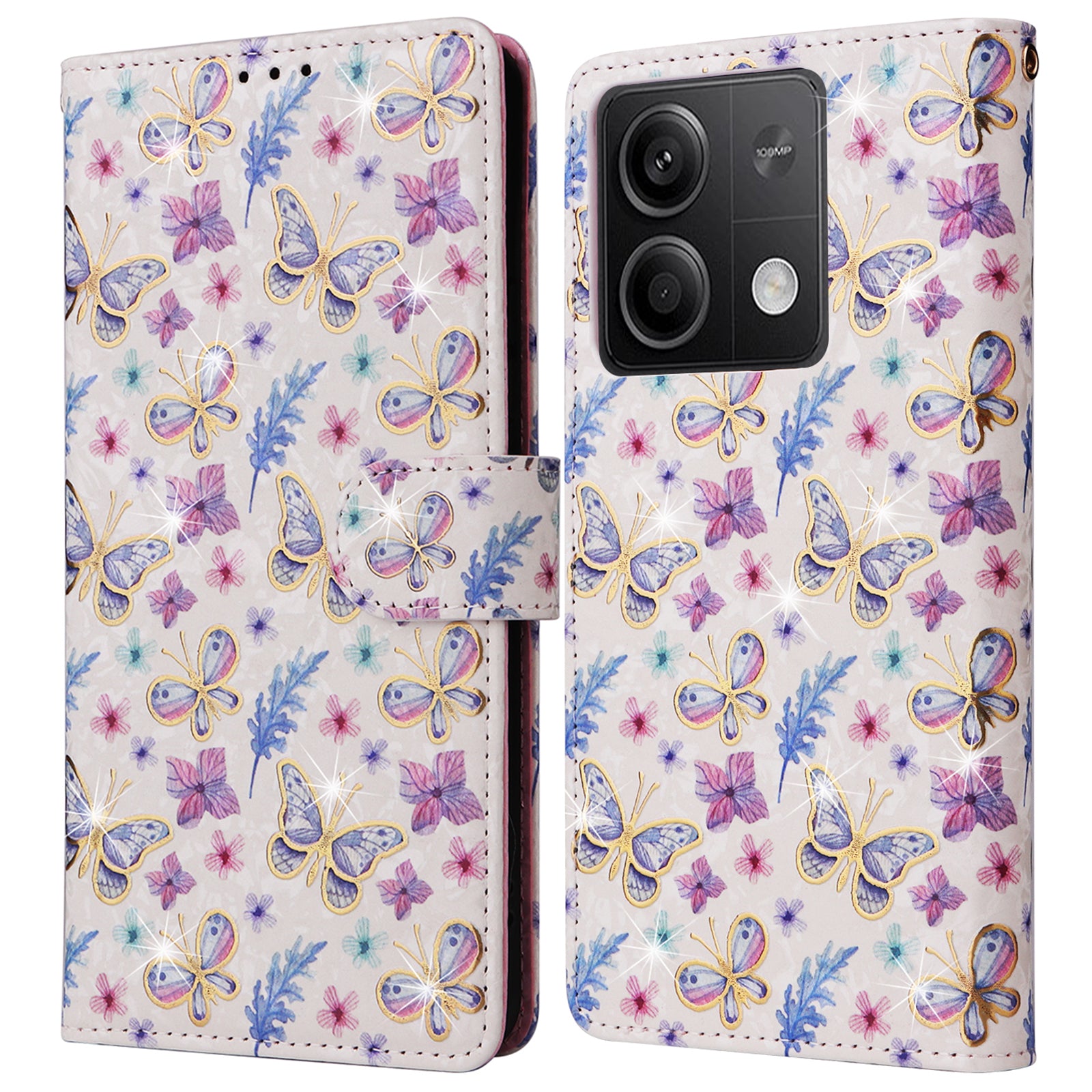For Xiaomi Redmi Note 13 5G Wallet Case RFID Blocking Lacquered Leather Cover
