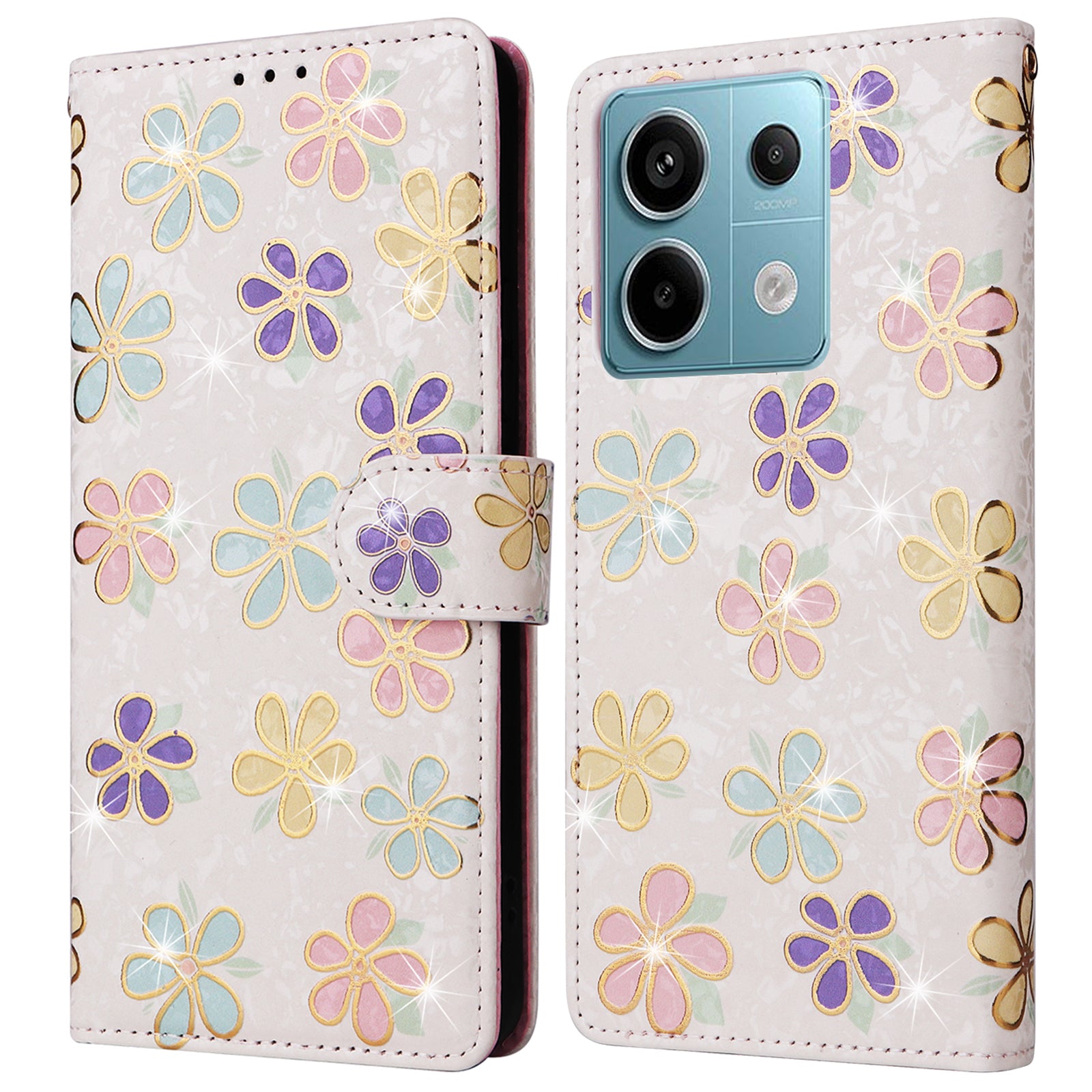 For Xiaomi Redmi Note 13 Pro 5G / Poco X6 5G Case Lacquered Flower Leather Wallet Phone Cover