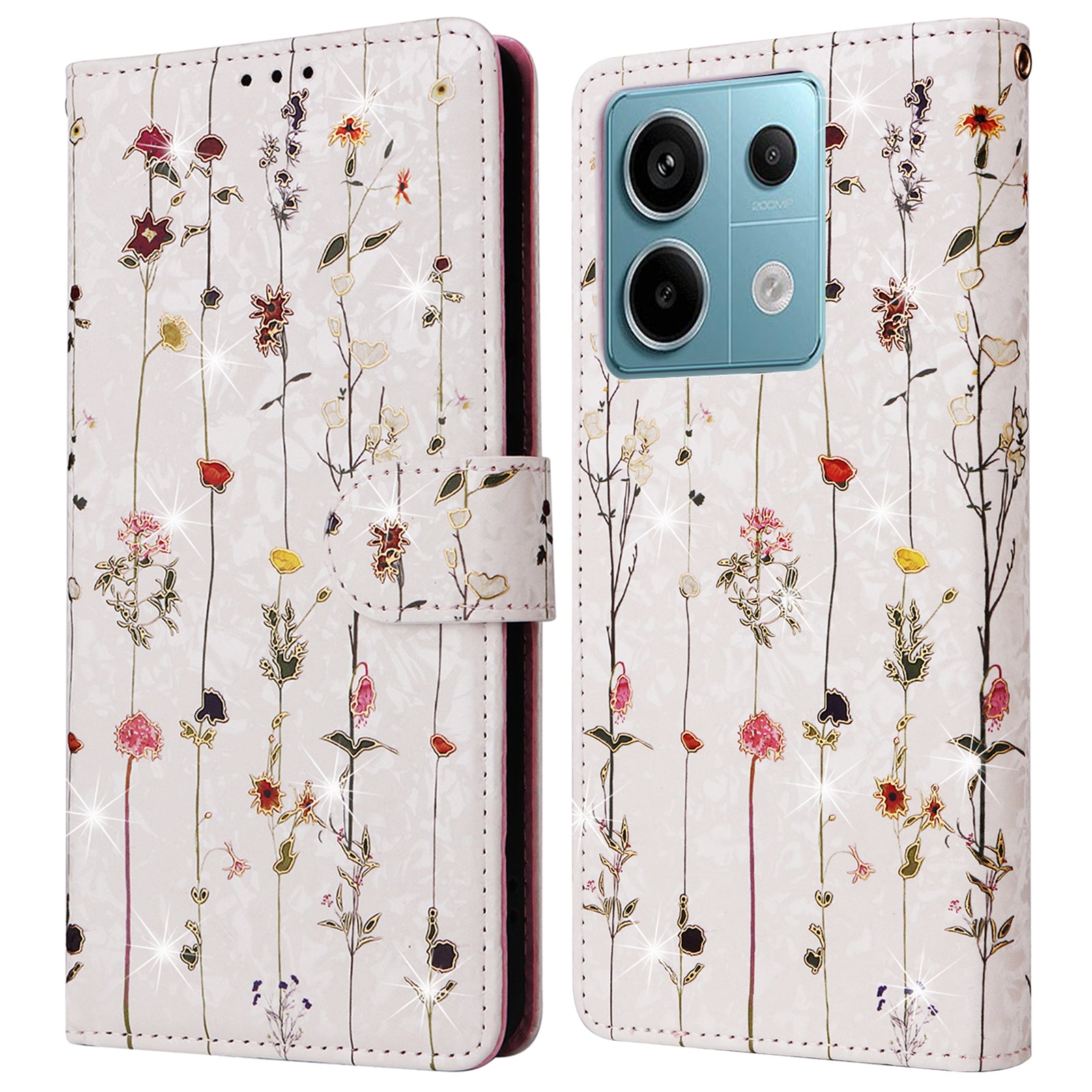 For Xiaomi Redmi Note 13 Pro 5G / Poco X6 5G Case Lacquered Flower Leather Wallet Phone Cover