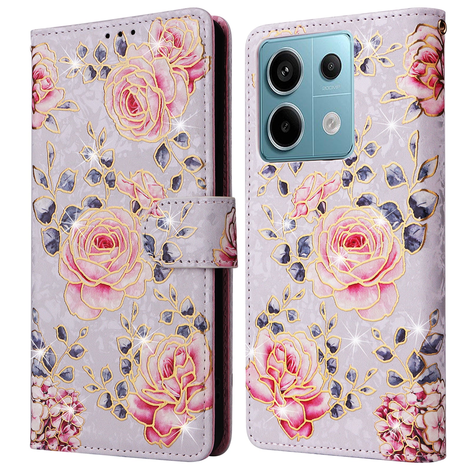For Xiaomi Redmi Note 13 Pro 5G / Poco X6 5G Case Lacquered Flower Leather Wallet Phone Cover