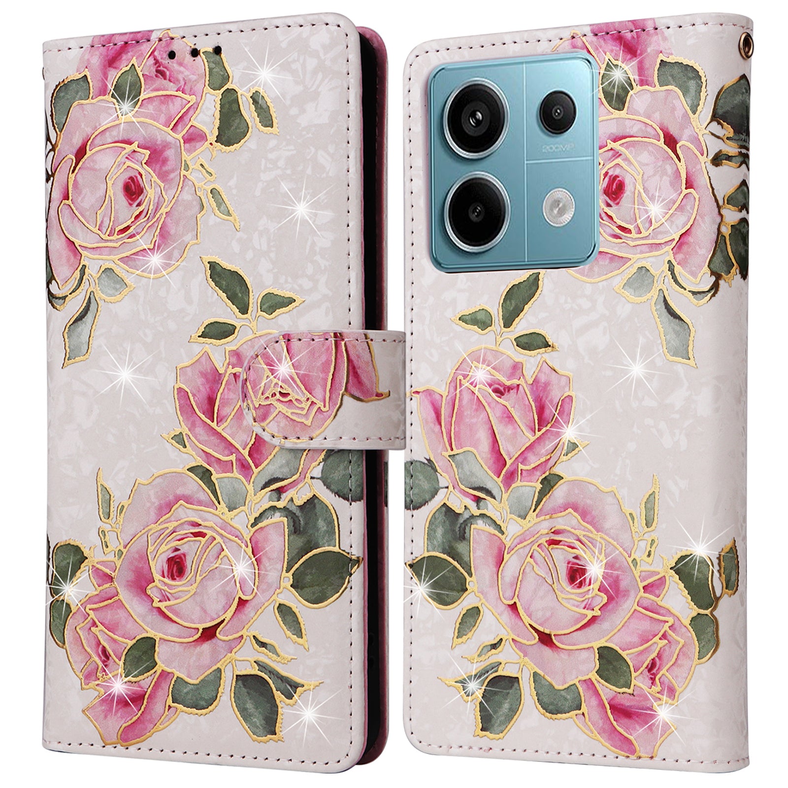 For Xiaomi Redmi Note 13 Pro 5G / Poco X6 5G Case Lacquered Flower Leather Wallet Phone Cover