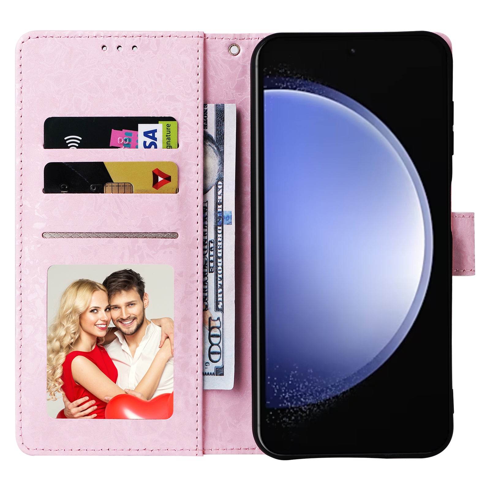 For Samsung Galaxy S23 FE Case PU Leather Lacquered Flower Stand Wallet Phone Cover