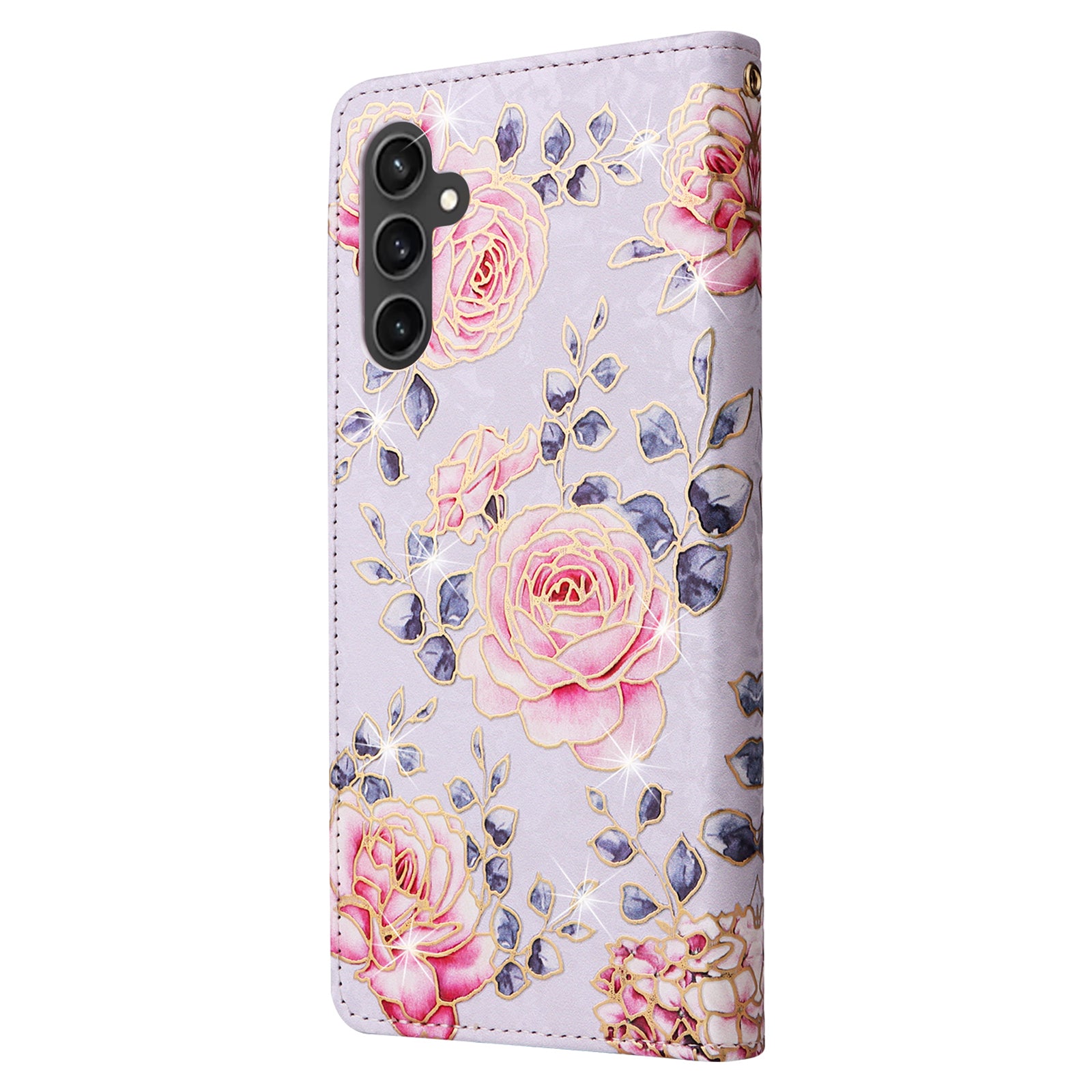 For Samsung Galaxy S23 FE Case PU Leather Lacquered Flower Stand Wallet Phone Cover