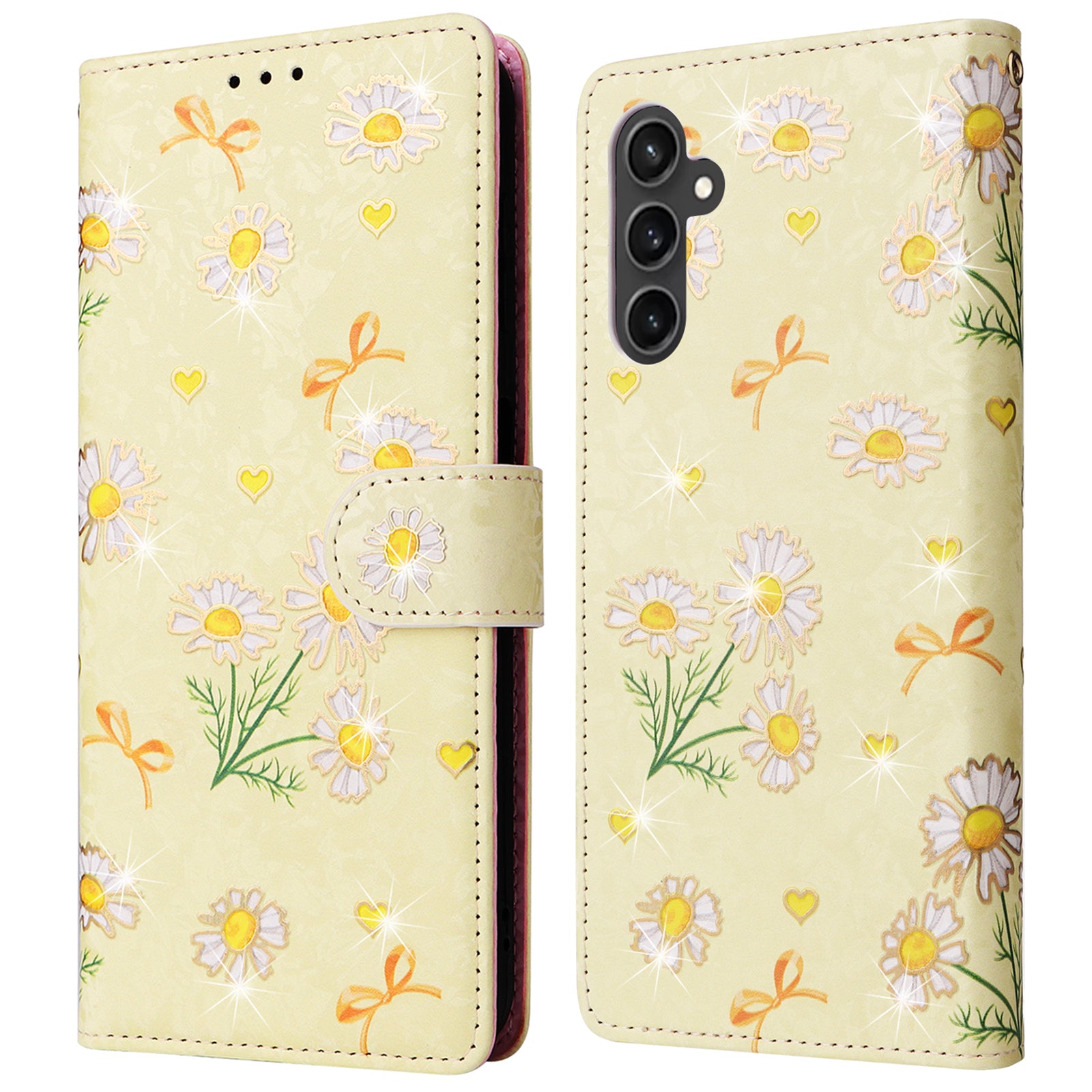 For Samsung Galaxy S23 FE Case PU Leather Lacquered Flower Stand Wallet Phone Cover