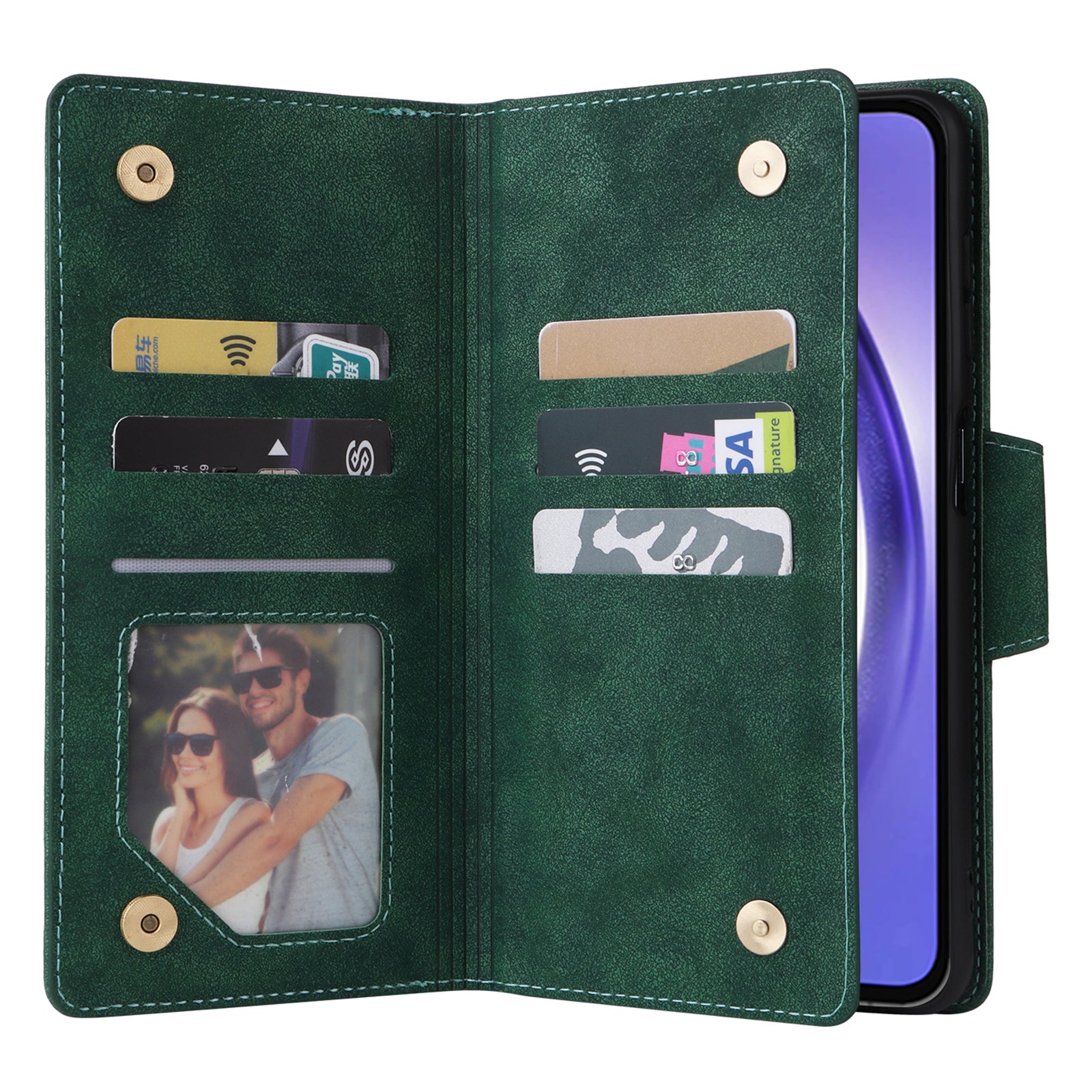 For Samsung Galaxy A55 5G Zipper Wallet Case Rivet Decor Leather Flip Phone Cover