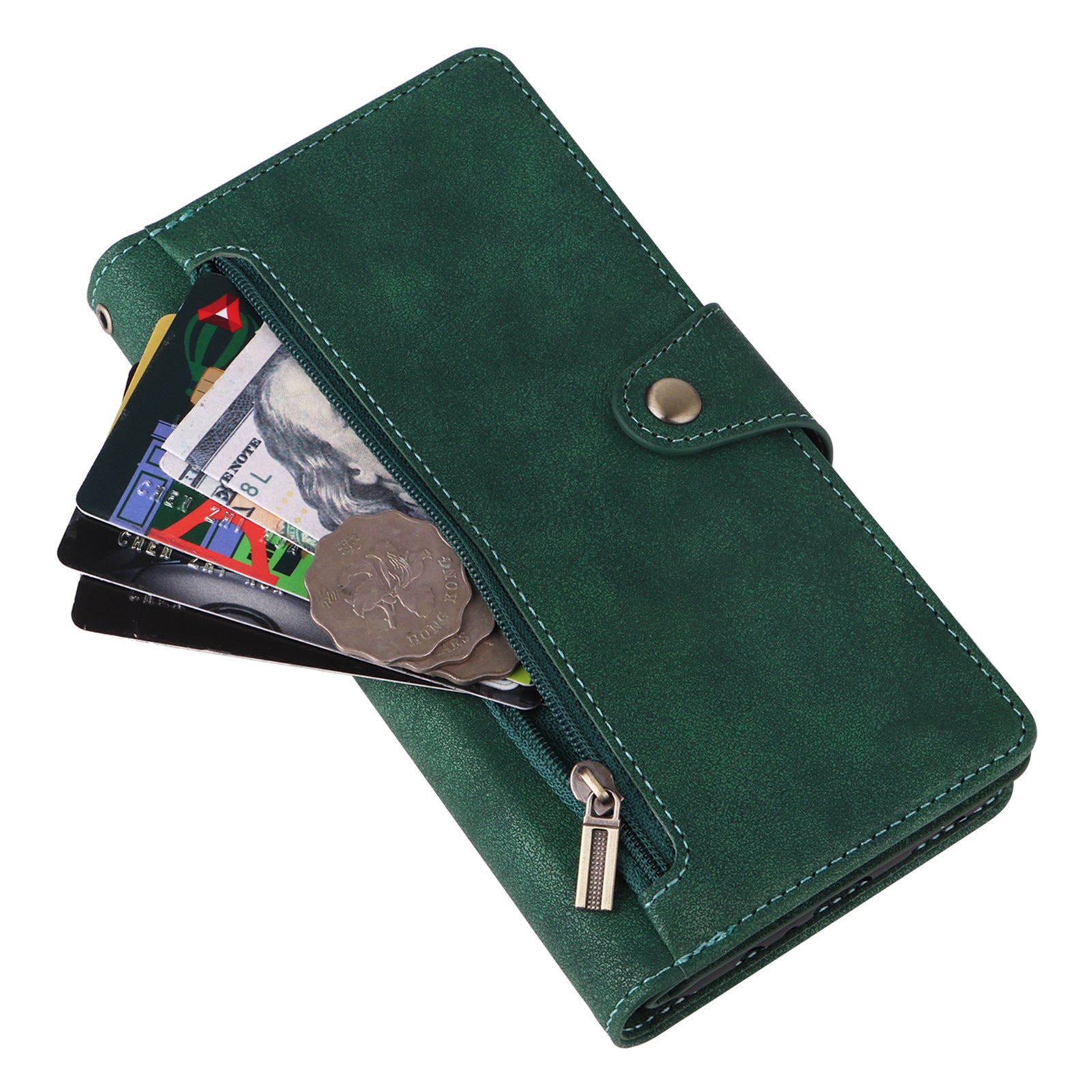 For Samsung Galaxy A55 5G Zipper Wallet Case Rivet Decor Leather Flip Phone Cover