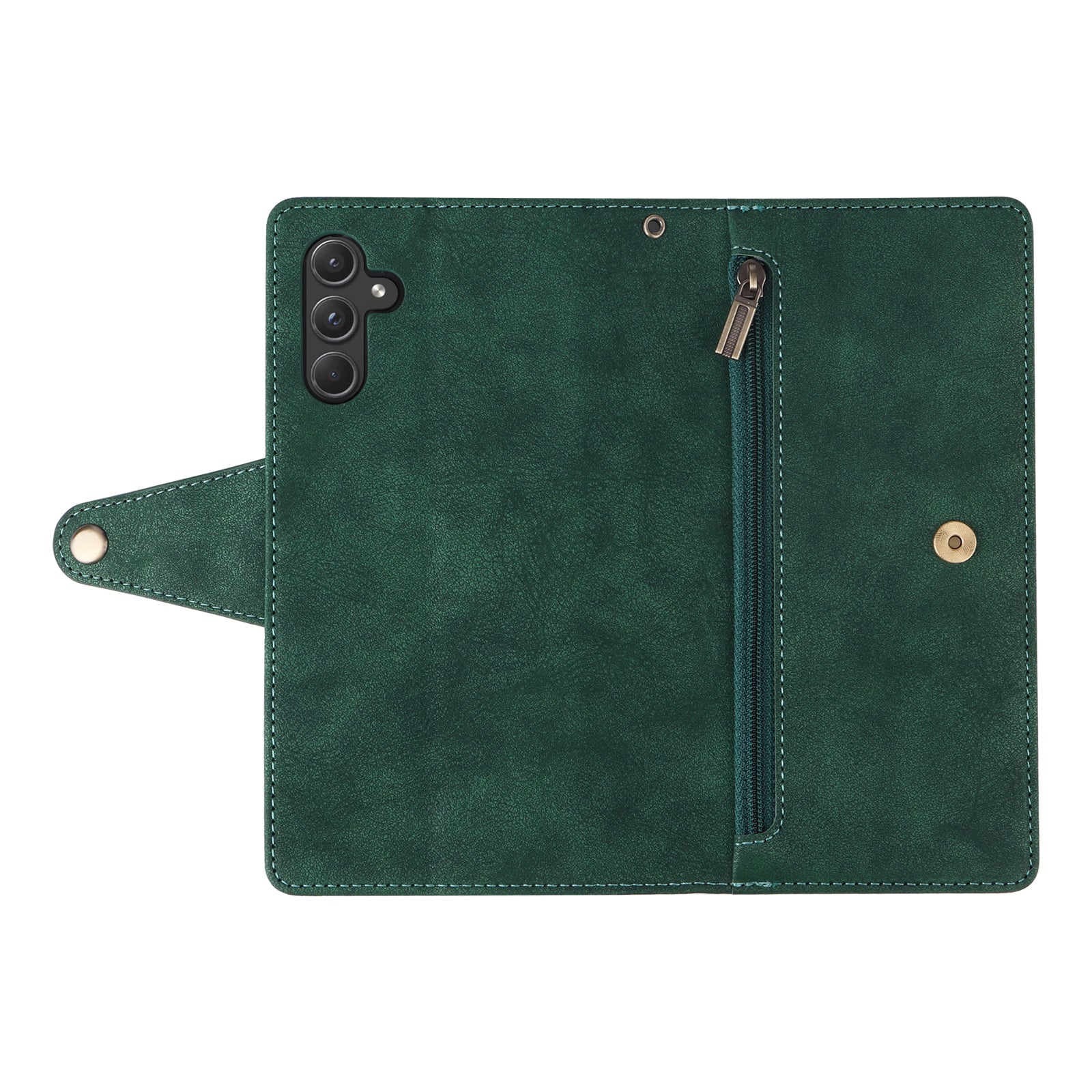 For Samsung Galaxy A55 5G Zipper Wallet Case Rivet Decor Leather Flip Phone Cover