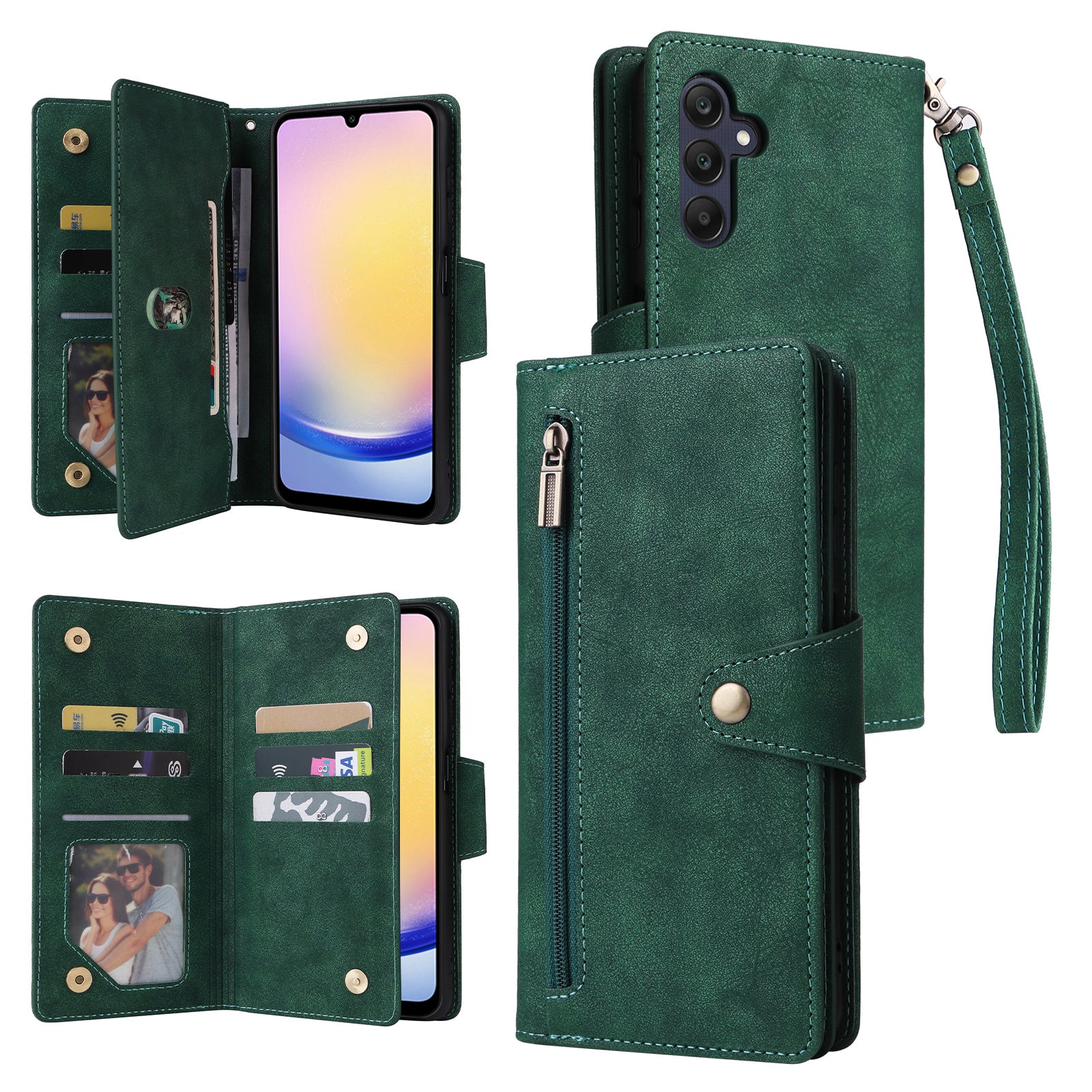 For Samsung Galaxy A25 5G (Global) (161.0 x 76.5 x 8.3mm) Case Rivet Decor Leather Cell Phone Cover