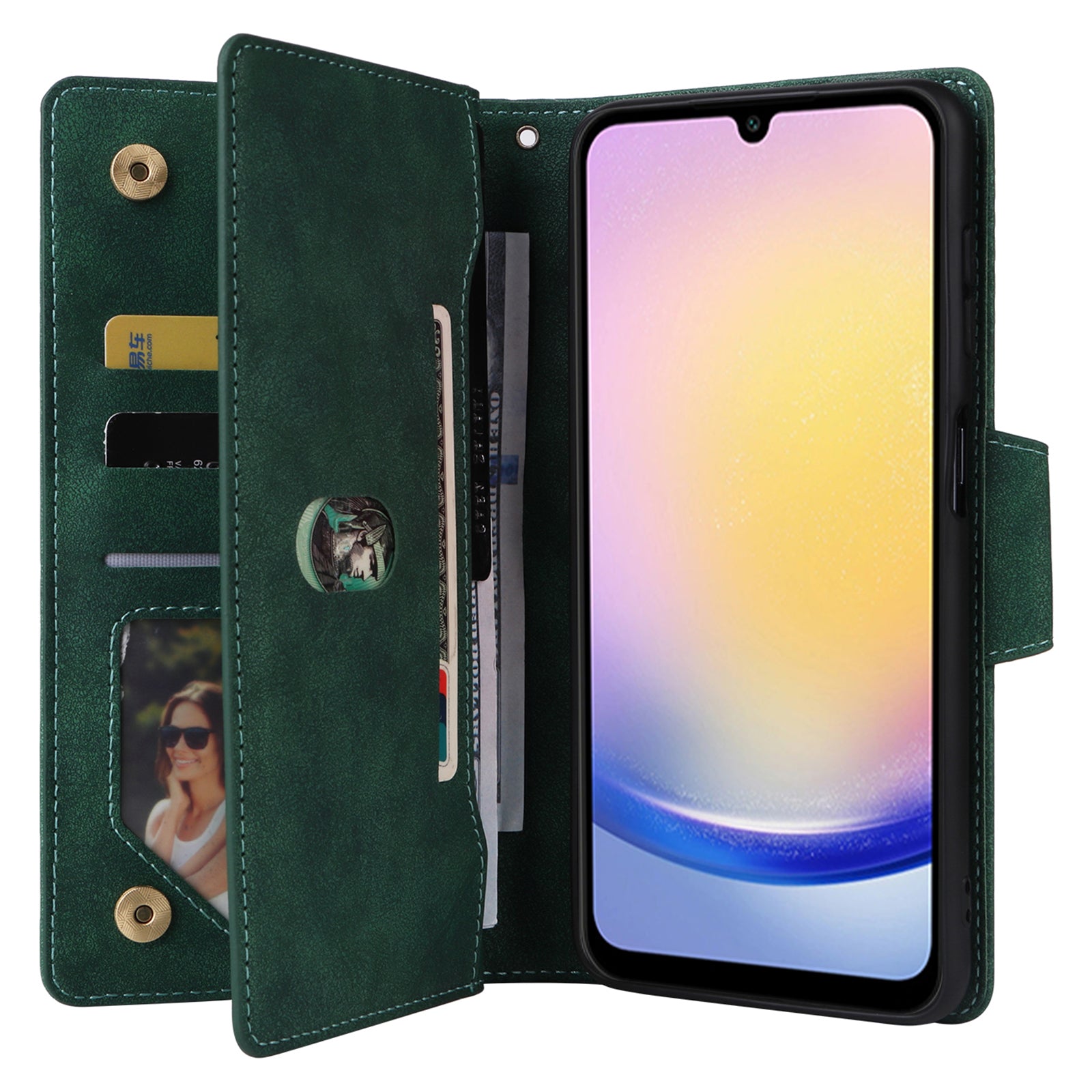 For Samsung Galaxy A25 5G (Global) (161.0 x 76.5 x 8.3mm) Case Rivet Decor Leather Cell Phone Cover