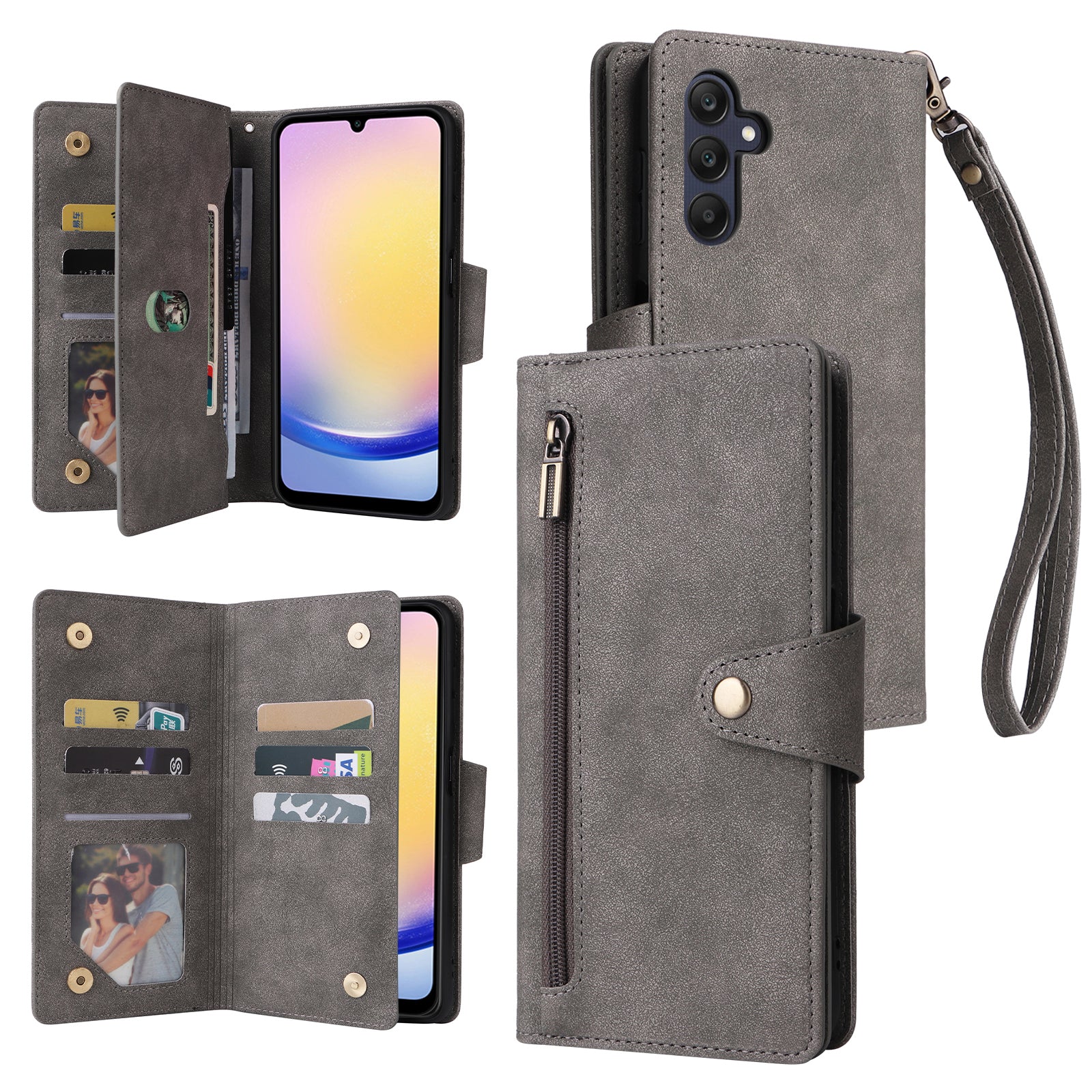 For Samsung Galaxy A25 5G (Global) (161.0 x 76.5 x 8.3mm) Case Rivet Decor Leather Cell Phone Cover