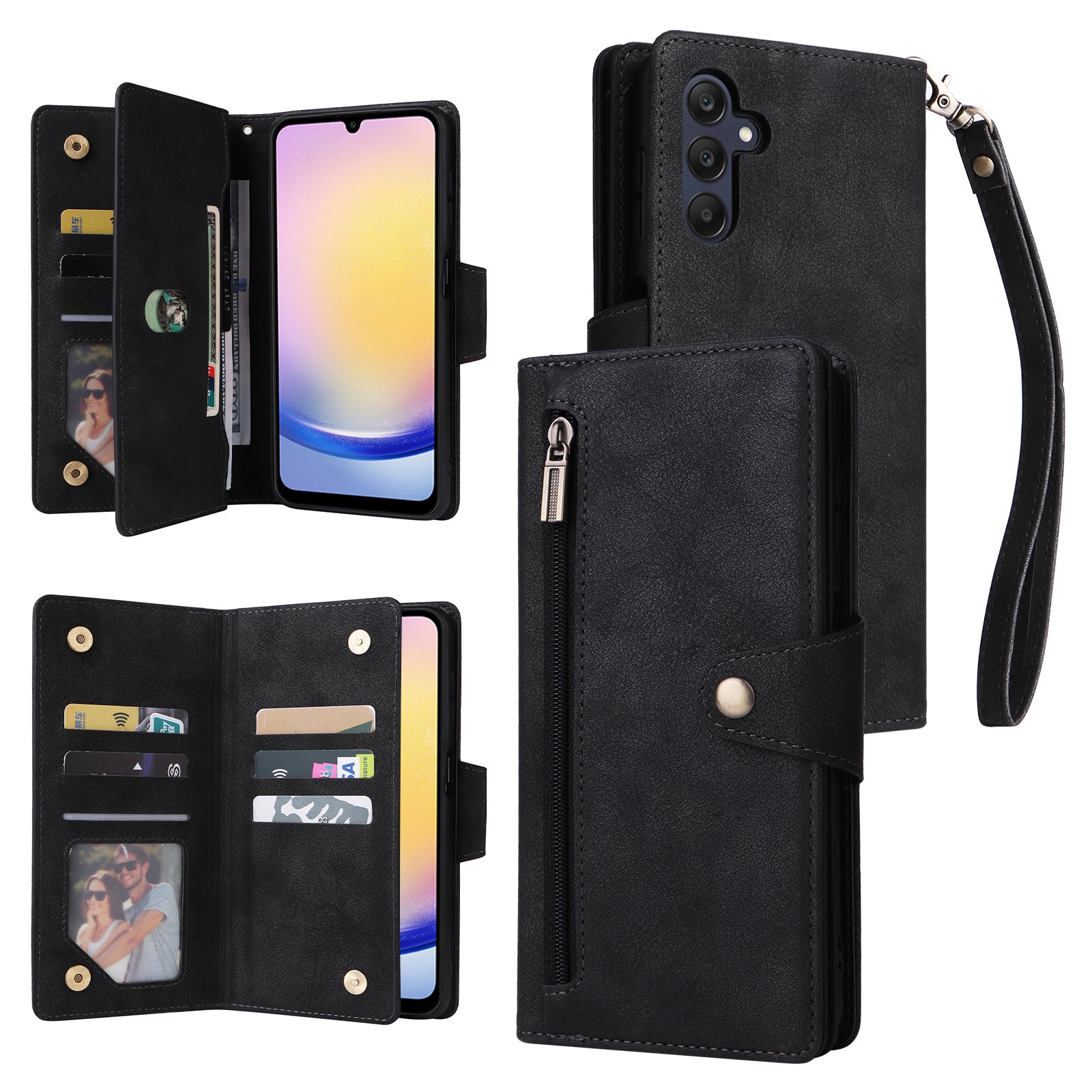 For Samsung Galaxy A25 5G (Global) (161.0 x 76.5 x 8.3mm) Case Rivet Decor Leather Cell Phone Cover