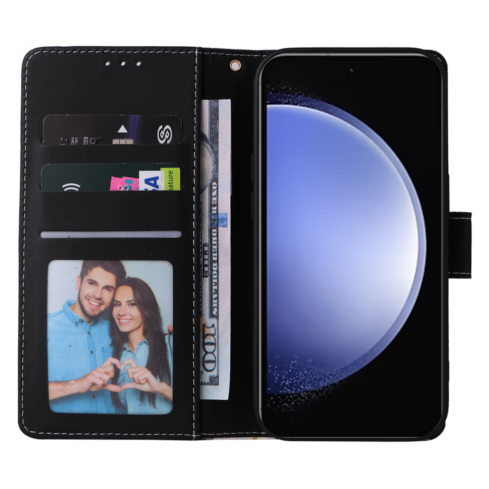 For Samsung Galaxy S23 FE Case Marble Pattern Lacquered Leather Phone Cover with Card Holder