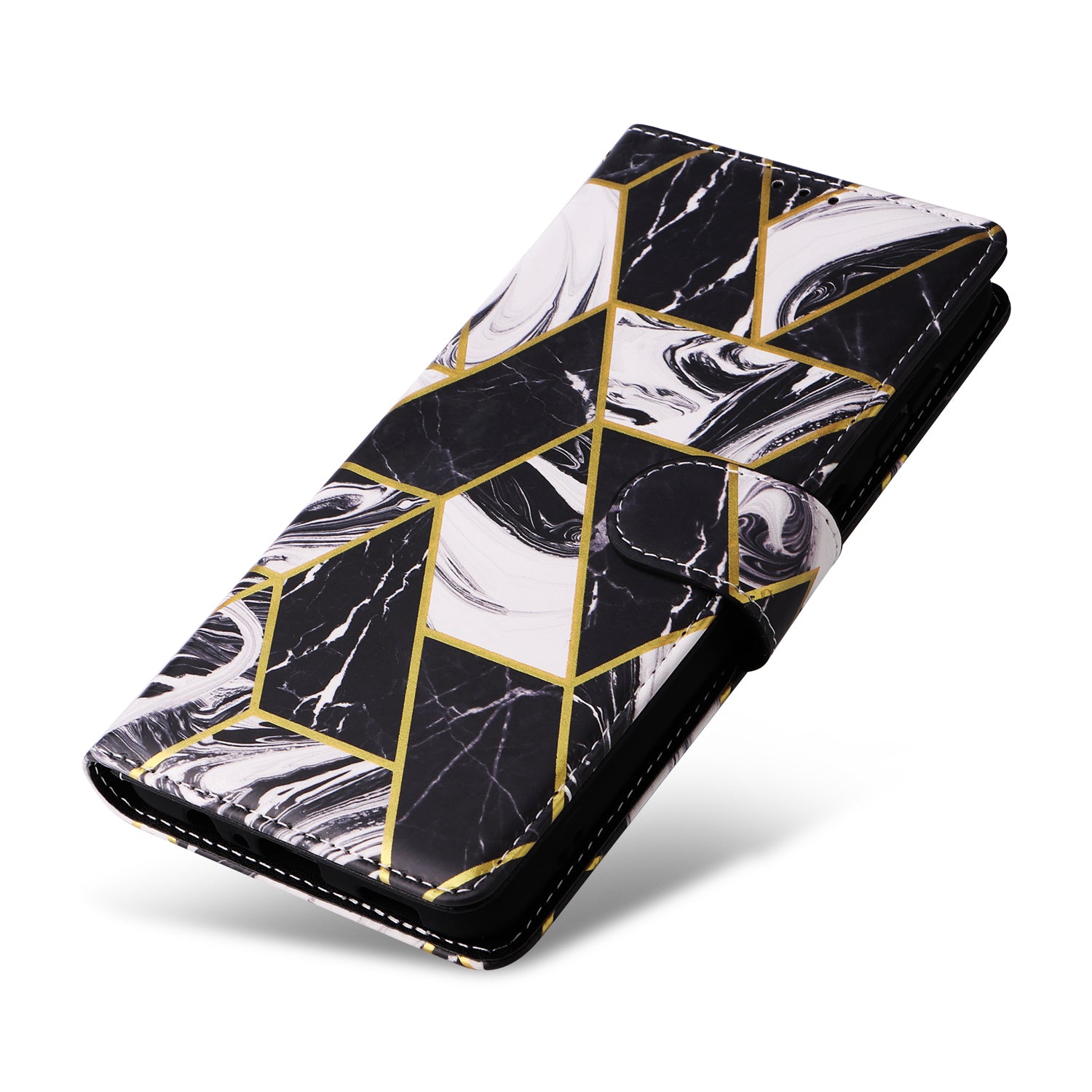 For Samsung Galaxy S23 FE Case Marble Pattern Lacquered Leather Phone Cover with Card Holder