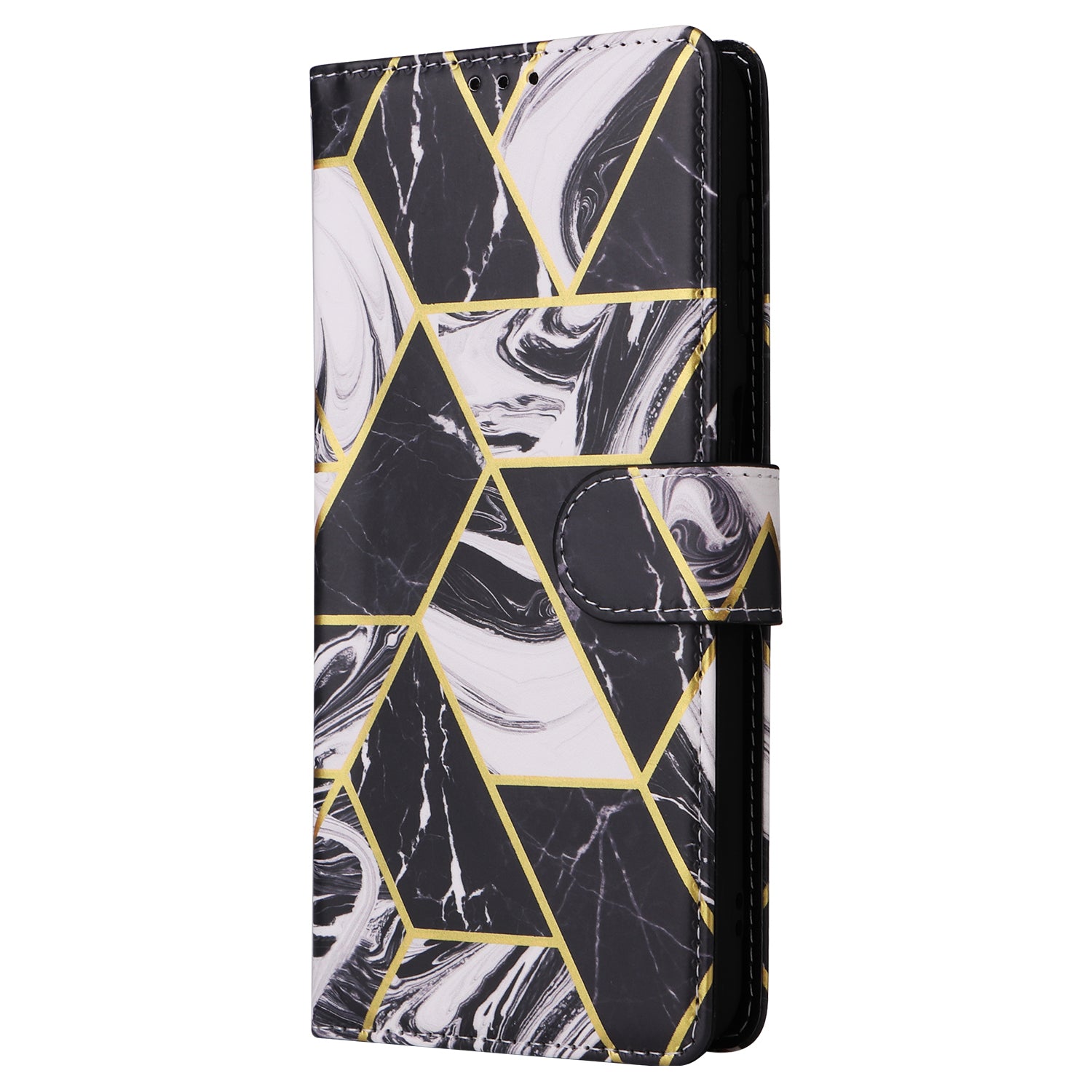 For Samsung Galaxy S23 FE Case Marble Pattern Lacquered Leather Phone Cover with Card Holder