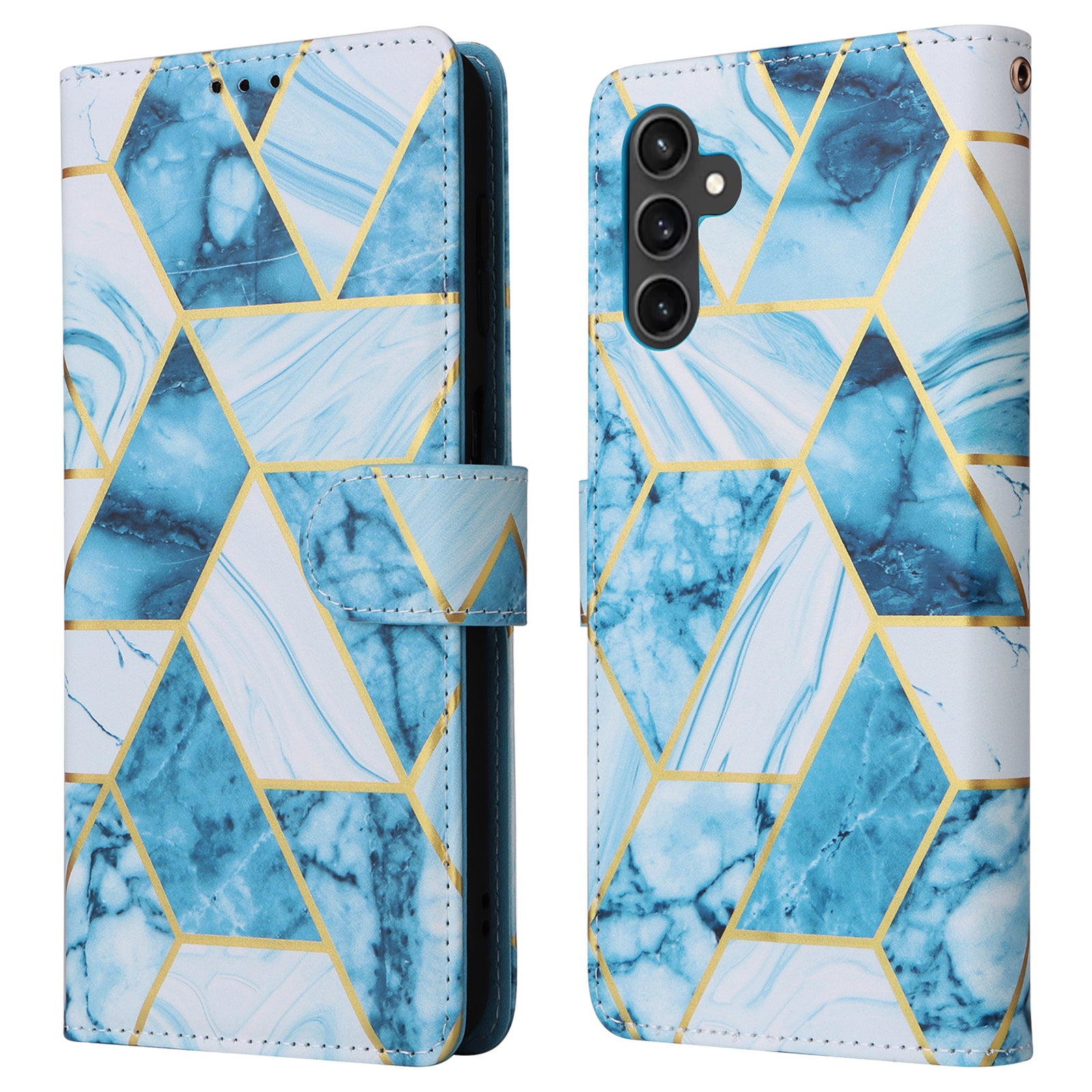For Samsung Galaxy S23 FE Case Marble Pattern Lacquered Leather Phone Cover with Card Holder