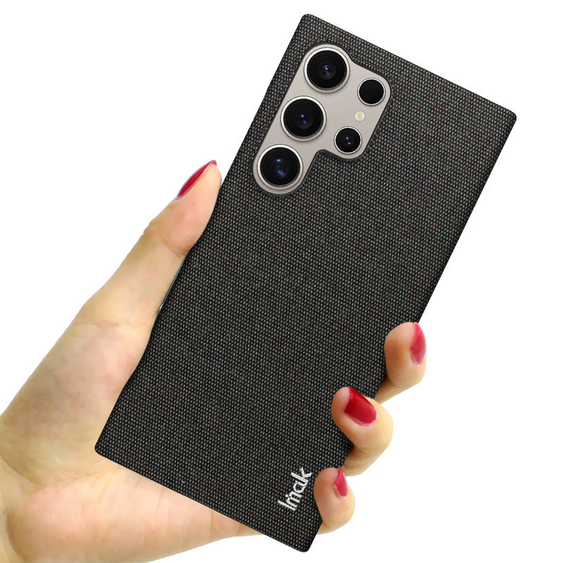 IMAK Ruiyi Series for Samsung Galaxy S24 Ultra Phone Case Cloth Texture Leather+PC Protective Cover