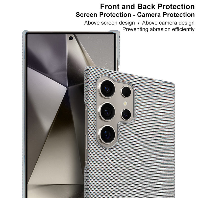 IMAK Ruiyi Series for Samsung Galaxy S24 Ultra Phone Case Cloth Texture Leather+PC Protective Cover