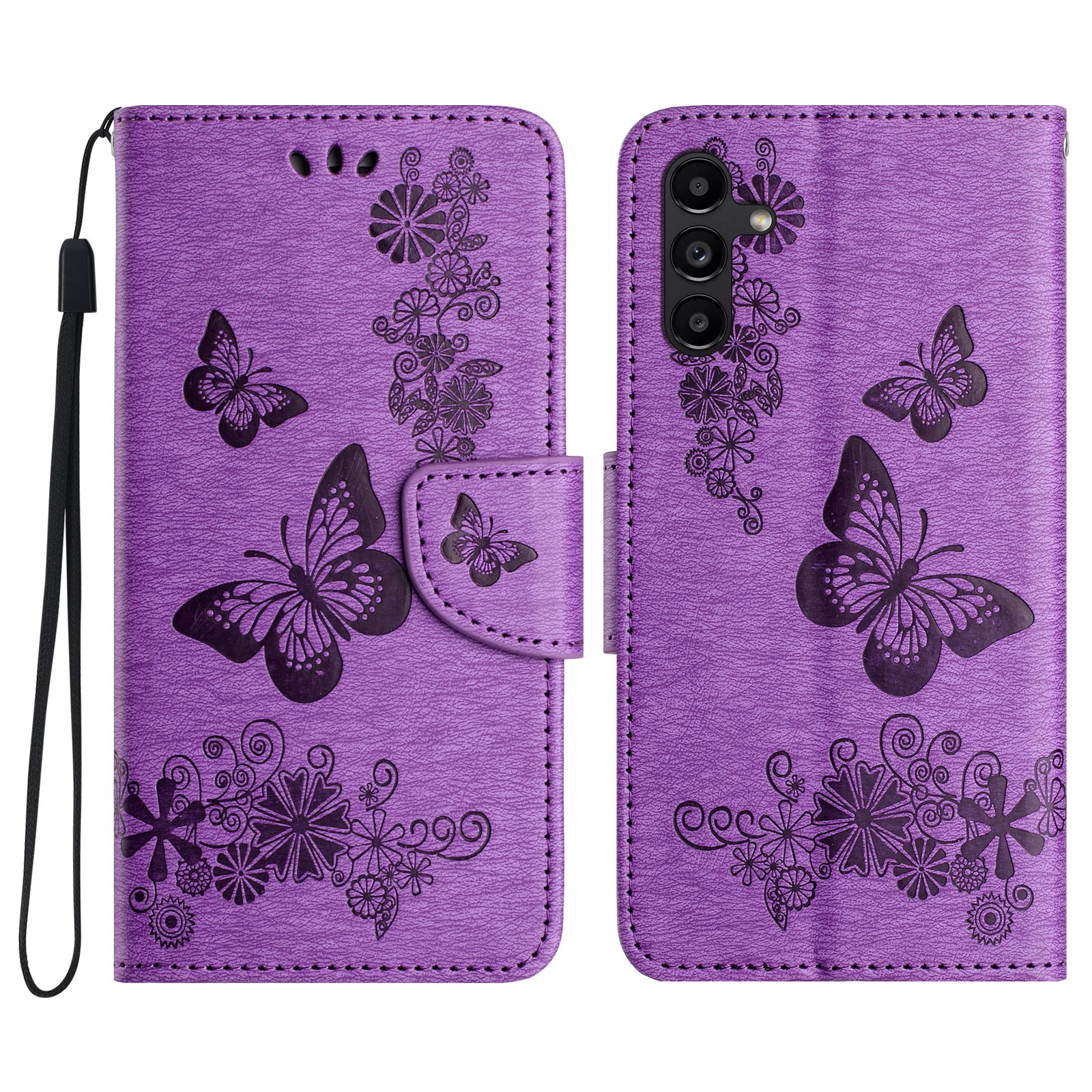 For Samsung Galaxy A55 5G Case Butterflies Flower Leather Wallet Flip Phone Cover