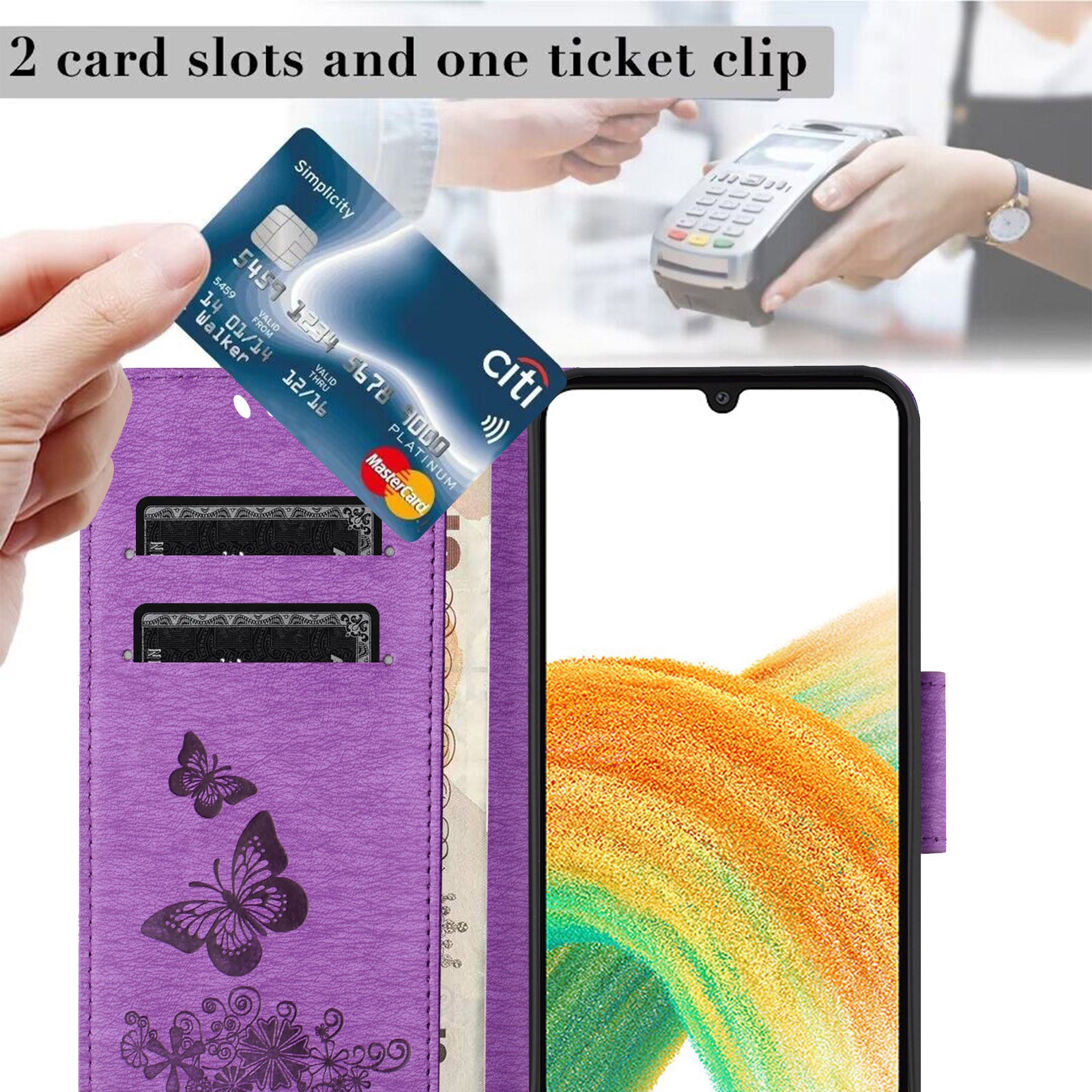 For Samsung Galaxy A55 5G Case Butterflies Flower Leather Wallet Flip Phone Cover