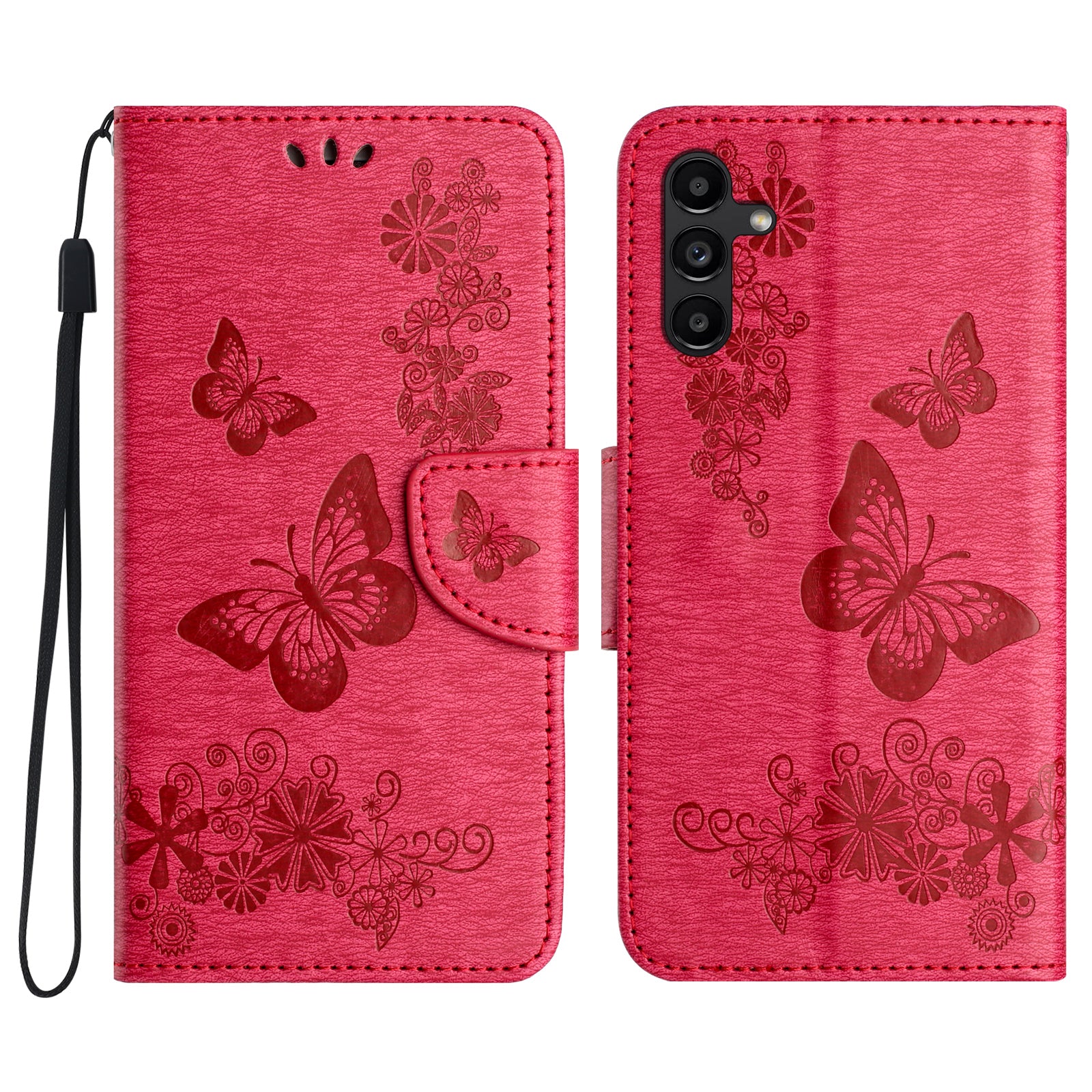 For Samsung Galaxy A55 5G Case Butterflies Flower Leather Wallet Flip Phone Cover