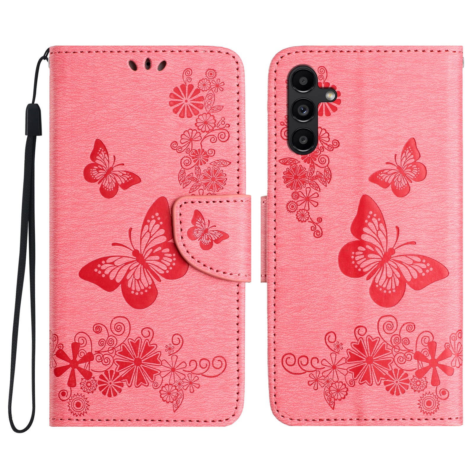 For Samsung Galaxy A55 5G Case Butterflies Flower Leather Wallet Flip Phone Cover