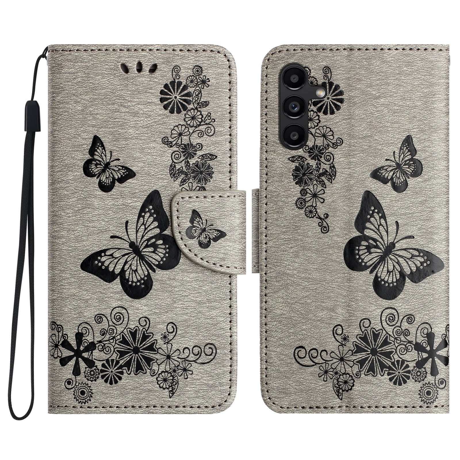 For Samsung Galaxy A55 5G Case Butterflies Flower Leather Wallet Flip Phone Cover