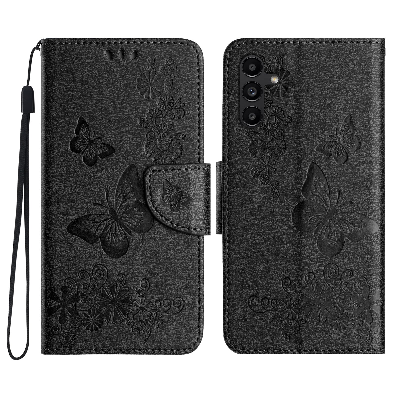 For Samsung Galaxy A55 5G Case Butterflies Flower Leather Wallet Flip Phone Cover